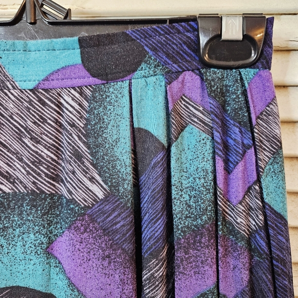 Vintage 80s Flowy Midi Skirt Geometric Print XS/S - Picture 3 of 12